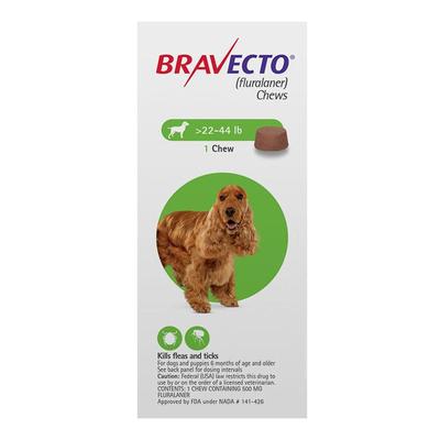 Bravecto For Medium Dogs (22 To 44lbs) Green 2 Chews