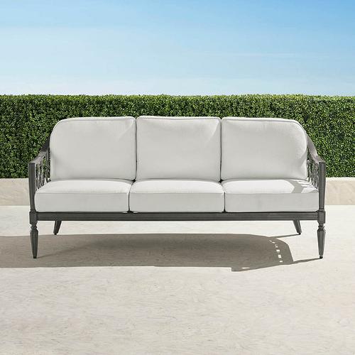 Avery Sofa with Cushions in Slate Aluminum - Standard, Peacock - Frontgate