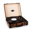 auna Jerry Lee - Record player, Vinyl Player, Turntable with Belt Drive, Stereo Speakers, USB Port, 3 Speeds, 33/45/78 RPM, 3 Record Sizes, Retro Design, Carrying Handle, Brown