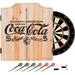 Trademark Global Coca Cola Dartboard & Cabinet Set in Black/Brown/Gray | 24.75 H x 20.5 W x 3.5 D in | Wayfair COKE7010-5C-B