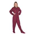 BIG FEET PAJAMA CO. Red Plaid Cotton Flannel Tartan Adult Footed Pyjamas Onesie for Men & Women