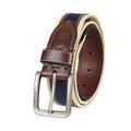 Tommy Hilfiger Men's Ribbon Inlay Fabric Belt with Single Prong Buckle - brown - 38