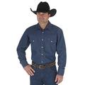 Wrangler Men's Western Long Sleeve Snap Firm Finish Work Shirt - Blue - 19 Inches Neck 35 Inches Sleeve