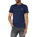 BOSS Mens Tee Cotton-Jersey T-Shirt with Contrast Logo Print Dark Blue