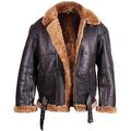 BRANDSLOCK Men Aviator Real Shearling Sheepskin Leather Bomber Flying Jacket (Brown, m)