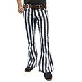 Fuzzdandy Mens Bell Bottoms Flares Black & White Stripe Striped Pants Jeans (36" Waist x 32" Leg)