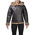 Infinity Womens Shearling Sheepskin Flying Jacket Brown with Ginger Fur 'Air Force' Aviator Leather Coat (XXL)