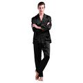 LILYSILK 100 Pure Silk Pyjamas for Men Set Long Sleepwear Pyjama Set 22 Momme Mulberry Silk Black Size 42/XL