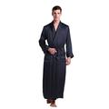 LilySilk Men's 100 Silk Dressing Gown Silk Kimono Robe Long 22 Momme Pure Mulberry Silk Navy Blue Size 48/XXXL