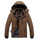 Wantdo Men's Mountain Ski Jacket Warm Winter Fleece Coat Waterproof Raincoat Outdoor Hooded Windbreaker Jackets Coffee M