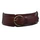 Ladies 3" (75 mm) Wide High Waist Round Disk Linked Braided Cowhide Top Full Grain Leather Belt, Brown | m - 37"