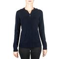 CASH-MERE.CH 100% Cashmere Women's Zip Hoodie | Sweater (Blue/Navy, M)