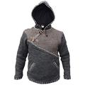 Gheri Cross Zip Natural Woolen Winter Festival Knitted Jumper Jacket Hoodie Brown Charcoal Mix Medium