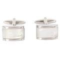 David Van Hagen Mens Mother of Pearl Domed Rectangle Cufflinks - Silver/Cream