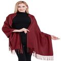 Burgundy High Grade 100% Cashmere Shawl Scarf Hand Made in Nepal CJ Apparel NEW(Size: One Size)