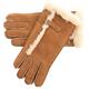 Lambland Ladies/Womens Genuine Sheepskin Gloves with Buckle Feature and Wool Out Trim in Chestnut Size Small