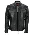 Mens New Real Soft Leather Black Vintage Zipped Smart Casual Biker Style Jacket [Black,5XL ]