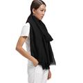 Prettystern extra large wrap stole plain Pashmina XXL 100 Yarn fine and soft with open fringe - black