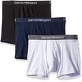 Emporio Armani Men's Cotton Boxer Briefs, 3-Pack, Grey/Navy/Black, Medium
