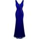 Angel-fashions Women's V-Neck Lace Split Ruffled Crimped Wedding Dress - Blue - Small
