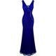 Angel-fashions Women's V-Neck Lace Split Ruffled Crimped Wedding Dress - Blue - Medium