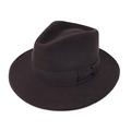 Mens Handmade 100% Wool Felt Indiana Style Crushable Fedora Hat (Large - 59cm, Brown)