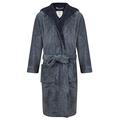 John Christian Men's Warm Hooded Fleece Dressing Gown – Navy Marl (Medium)