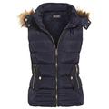 SS7 New Women's Faux Fur Bodywarmer Gilet, Navy, Black, Size 8-14 (UK - 12, Navy)