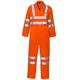 Men's High Vis High Visibility, Reflective Overall Boiler Suit Coverall Conforms to EN ISO 20471 Class 3 (Medium, Orange)
