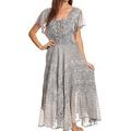 Sakkas 1322 Marigold Embroidered Fairy Dress - Grey - L/XL