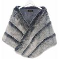 i-Furzone Luxury Faux Fox Fur Shawl Wrap Cape Coats Perfect for Wedding Party Show (Fox Grey (Warm/Thick))
