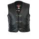 Mens Real Leather Biker Waistcoat Vest Cut - Genuine Motorcycle/Motorbike Quality Buckle Fish Hook Design With Braided Laced - Texpeed - Black - 5XL