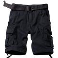 MUST WAY Men's Casual Cotton Twill Cargo Shorts Multi Pocket Loose Fit Work Shorts 8062# Black 36