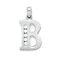 14ct White Gold CZ Cubic Zirconia Simulated Diamond Small Letter Name Personalized Monogram Initial B Pendant Necklace Measures 14x8mm Jewelry Gifts for Women