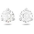 Swarovski Solitaire stud earrings, Round cut, White, Rhodium plated