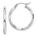 925 Sterling Silver Polished Hollow tube Hinged post Twisted Hoop Earrings Measures 27x25mm Wide 2.5mm Thick Jewelry Gifts for Women