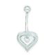 14ct White Gold CZ Cubic Zirconia Simulated Diamond 14 Gauge Dangling Love Heart Body Jewelry Belly Ring Measures 28x13mm Jewelry Gifts for Women