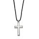 Stainless Steel Brushed Polished Moveable Engravable Lobster Claw Closure Leather Cord Religious Faith Cross Necklace Measures 18mm Wide Jewelry Gifts for Women - 46 Centimeters