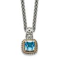 925 Sterling Silver Polished Prong set Lobster Claw Closure With 14ct Blue Topaz Necklace Jewelry Gifts for Women