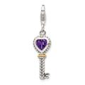 925 Sterling Silver Fancy Lobster Closure With 14ct Amethyst Key W Lobster Clasp Charm Pendant Necklace Measures 31x8mm Jewelry Gifts for Women