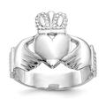 14ct White Gold Solid Polished Open back Mens Irish Claddagh Celtic Trinity Knot Ring Size R 1/2 Jewelry Gifts for Men