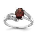 925 Sterling Silver Polished Open back Rhodium Garnet and Diamond Ring Size N 1/2 Measures 2mm Wide Jewelry Gifts for Women