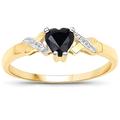 The Sapphire Ring Collection: 9ct Gold Heart Shaped Sapphire with Diamond Set Shoulders Engagement Ring, Valentines Day (Size L)