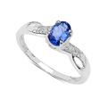 The Tanzanite Ring Collection: Beautiful Sterling Silver Oval Tanzanite Engagement Ring with Diamond Set Shoulders (Size S)