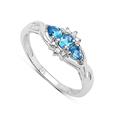 The Blue Topaz Ring Collection: Ladies Sterling Silver Blue Topaz & Diamond Ring Engagement Ring (Size S)