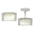 Stainless Steel Polished Simulated Mother of Pearl Cuff Links Measures 21mm Wide Jewelry Gifts for Men