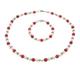 TreasureBay Elegant Red Coral and White Freshwater Pearl Necklace Bracelet and Earrings Set