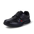 Kickers Youth Boy's Reasan Single Strap Black Leather School Shoes, Black, 3 UK