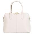 Primo Sacchi Ladies Italian Textured Cream Leather Hand Made Bowling Style Tote Grab Bag or Shoulder Bag