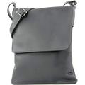 Craze London Womens New Suede Croc Italian Genuine Leather Flat Envelope Clutch Bag Wrist Bag (Dark Grey)